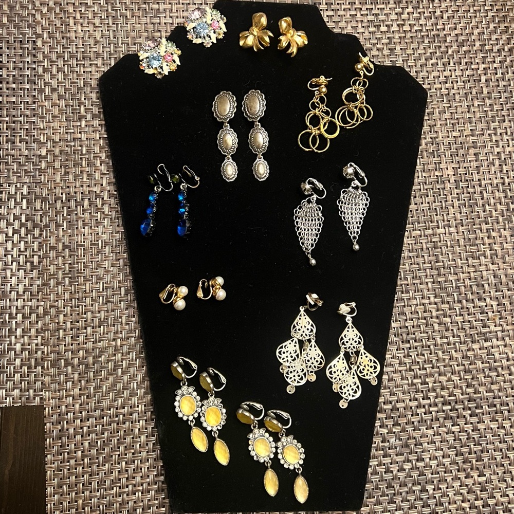 Clip-On Earrings Collection (10 pair) GORGEOUS pieces! Some vintage